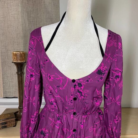 CINQ A SEPT 100% silk Mabel Top purple long sleeve blouse top long sleeve sz xs - Picture 8 of 12